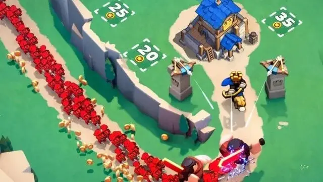 Kingshot Mod APK battle gameplay with troops attacking castle defenses