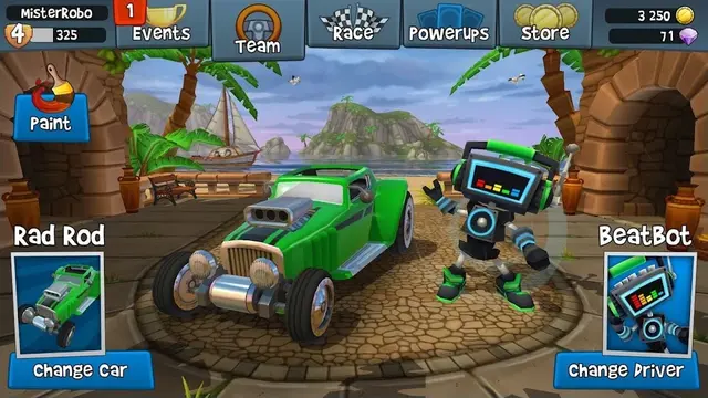 beach buggy racing mod apk with green sport car